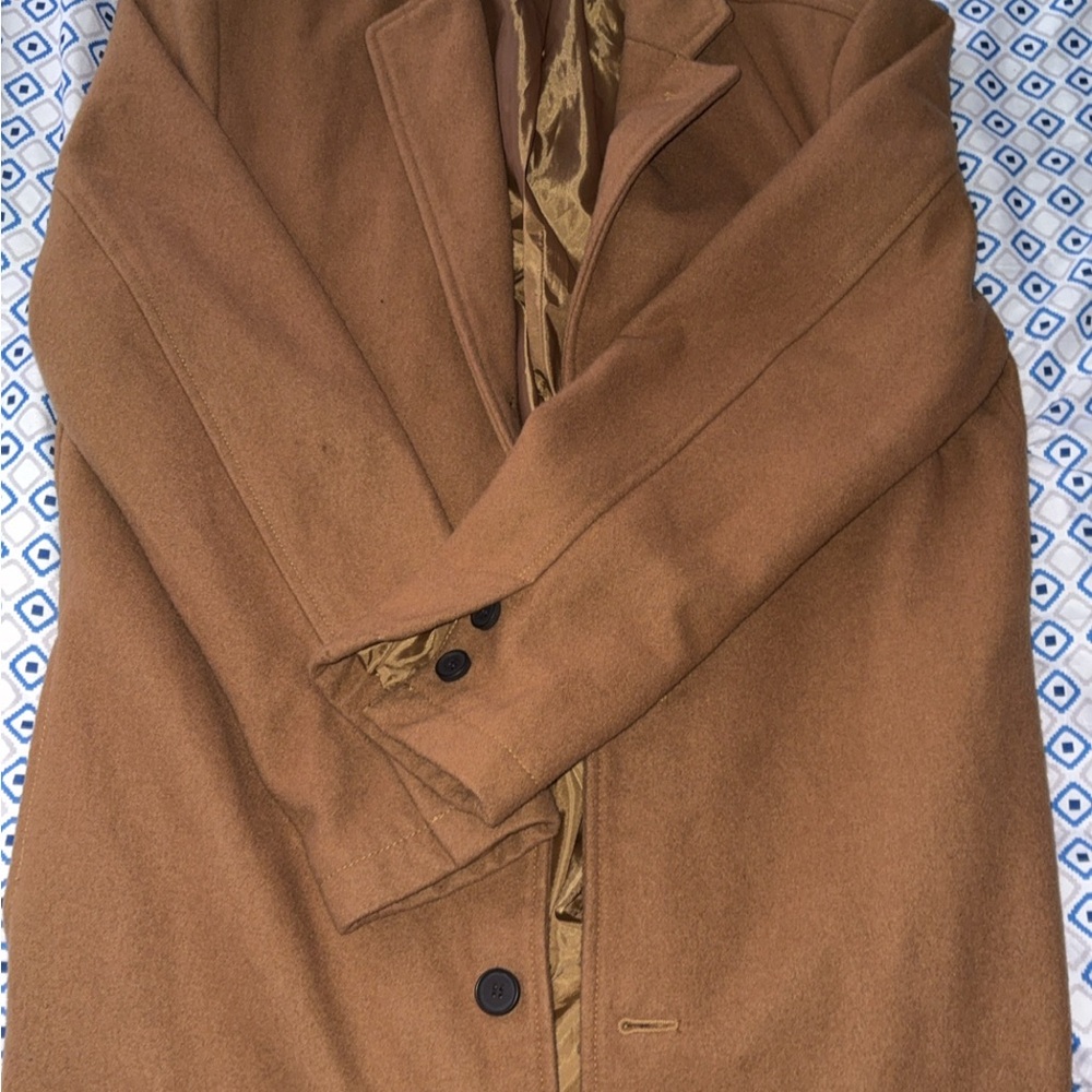 Topman Tan Trench Coat Wool Blend Classic